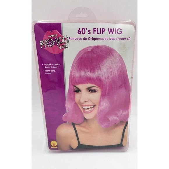 Rubies Womens 60's Pink Flip Wig Retro Bangs Big Hair Costume Grease New - Picture 1 of 5